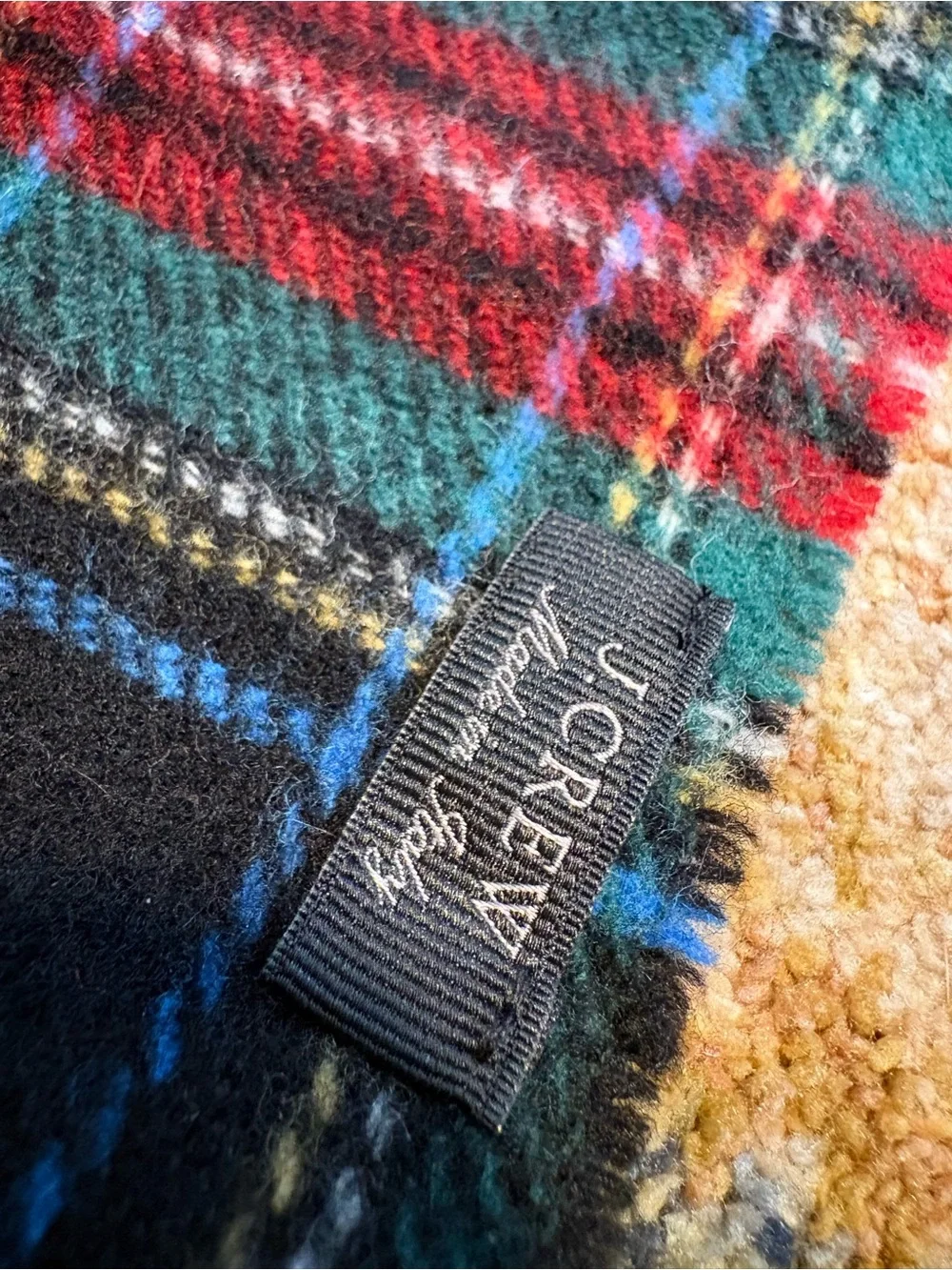 JCrew wool tartan scarf Plaid Made it Italy Italian